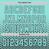 Custom Ice Blue-Black Geometric Hexagonal Dot Gradient Authentic Baseball Jersey