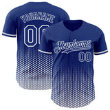Custom Royal-White Geometric Hexagonal Dot Gradient Authentic Baseball Jersey