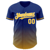 Custom Royal Gold-White Geometric Hexagonal Dot Gradient Authentic Baseball Jersey