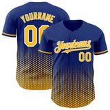 Custom Royal Gold-White Geometric Hexagonal Dot Gradient Authentic Baseball Jersey