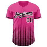 Custom Pink Black-White Geometric Hexagonal Dot Gradient Authentic Baseball Jersey