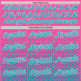 Custom Pink Teal-White Geometric Hexagonal Dot Gradient Authentic Baseball Jersey