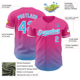Custom Pink Sky Blue-White Geometric Hexagonal Dot Gradient Authentic Baseball Jersey