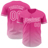 Custom Pink-White Geometric Hexagonal Dot Gradient Authentic Baseball Jersey