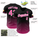 Custom Black Pink-White Geometric Hexagonal Dot Gradient Authentic Baseball Jersey