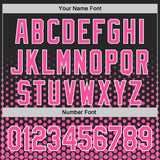 Custom Black Pink-White Geometric Hexagonal Dot Gradient Authentic Baseball Jersey