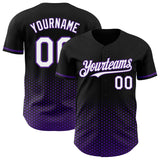 Custom Black White-Purple Geometric Hexagonal Dot Gradient Authentic Baseball Jersey
