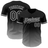 Custom Black-White Geometric Hexagonal Dot Gradient Authentic Baseball Jersey