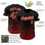 Custom Black Red-Cream Geometric Hexagonal Dot Gradient Authentic Baseball Jersey