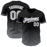 Custom Black Gray-White Geometric Hexagonal Dot Gradient Authentic Baseball Jersey