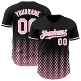 Custom Black Light Pink-White Geometric Hexagonal Dot Gradient Authentic Baseball Jersey
