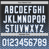 Custom Black White-Light Blue Geometric Hexagonal Dot Gradient Authentic Baseball Jersey