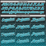 Custom Black Teal-White Geometric Hexagonal Dot Gradient Authentic Baseball Jersey