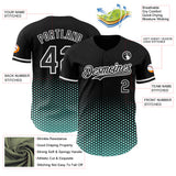 Custom Black Ice Blue-White Geometric Hexagonal Dot Gradient Authentic Baseball Jersey