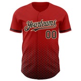 Custom Red Black-Cream Geometric Hexagonal Dot Gradient Authentic Baseball Jersey