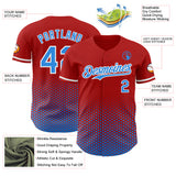 Custom Red Electric Blue-White Geometric Hexagonal Dot Gradient Authentic Baseball Jersey