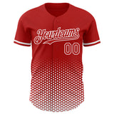 Custom Red-White Geometric Hexagonal Dot Gradient Authentic Baseball Jersey