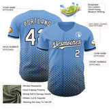 Custom Light Blue White-Black Geometric Hexagonal Dot Gradient Authentic Baseball Jersey