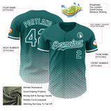 Custom Teal-White Geometric Hexagonal Dot Gradient Authentic Baseball Jersey