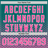 Custom Teal Pink-White Geometric Hexagonal Dot Gradient Authentic Baseball Jersey