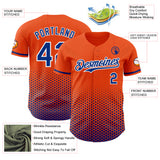 Custom Orange Royal-White Geometric Hexagonal Dot Gradient Authentic Baseball Jersey