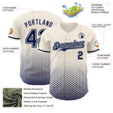 Custom Cream-Navy Geometric Hexagonal Dot Gradient Authentic Baseball Jersey