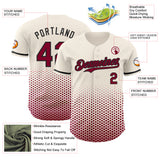 Custom Cream Maroon-Black Geometric Hexagonal Dot Gradient Authentic Baseball Jersey
