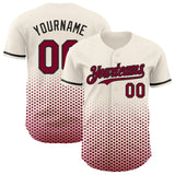 Custom Cream Maroon-Black Geometric Hexagonal Dot Gradient Authentic Baseball Jersey