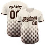 Custom Cream-Brown Geometric Hexagonal Dot Gradient Authentic Baseball Jersey