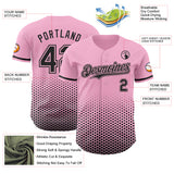 Custom Light Pink-Black Geometric Hexagonal Dot Gradient Authentic Baseball Jersey