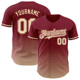 Custom Crimson-Cream Geometric Hexagonal Dot Gradient Authentic Baseball Jersey