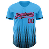 Custom Sky Blue Black-Pink Geometric Hexagonal Dot Gradient Authentic Baseball Jersey