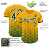 Custom Gold Green-White Geometric Hexagonal Dot Gradient Authentic Baseball Jersey