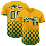 Custom Gold Green-White Geometric Hexagonal Dot Gradient Authentic Baseball Jersey