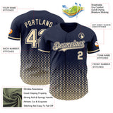 Custom Navy-Cream Geometric Hexagonal Dot Gradient Authentic Baseball Jersey