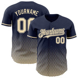 Custom Navy-Cream Geometric Hexagonal Dot Gradient Authentic Baseball Jersey
