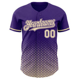 Custom Purple-Cream Geometric Hexagonal Dot Gradient Authentic Baseball Jersey