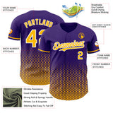 Custom Purple Gold-White Geometric Hexagonal Dot Gradient Authentic Baseball Jersey