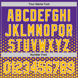 Custom Purple Gold-White Geometric Hexagonal Dot Gradient Authentic Baseball Jersey
