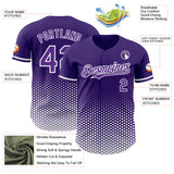 Custom Purple-White Geometric Hexagonal Dot Gradient Authentic Baseball Jersey