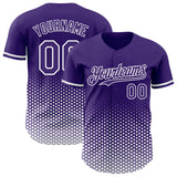 Custom Purple-White Geometric Hexagonal Dot Gradient Authentic Baseball Jersey