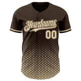 Custom Brown-Cream Geometric Hexagonal Dot Gradient Authentic Baseball Jersey