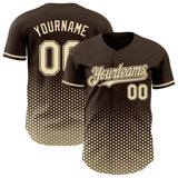 Custom Brown-Cream Geometric Hexagonal Dot Gradient Authentic Baseball Jersey
