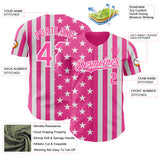 Custom Pink-White USA Flag Patriotic Split Stars and Stripes Authentic Baseball Jersey