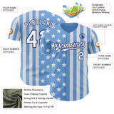 Custom Light Blue White-Royal USA Flag Patriotic Split Stars and Stripes Authentic Baseball Jersey