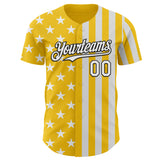 Custom Yellow White-Black USA Flag Patriotic Split Stars and Stripes Authentic Baseball Jersey