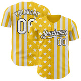Custom Yellow White-Black USA Flag Patriotic Split Stars and Stripes Authentic Baseball Jersey