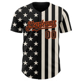 Custom Black Cream-Orange USA Flag Patriotic Split Stars and Stripes Authentic Baseball Jersey