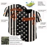 Custom Black Cream-Orange USA Flag Patriotic Split Stars and Stripes Authentic Baseball Jersey