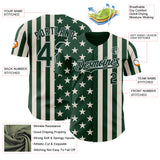 Custom Green Cream-Gray USA Flag Patriotic Split Stars and Stripes Authentic Baseball Jersey